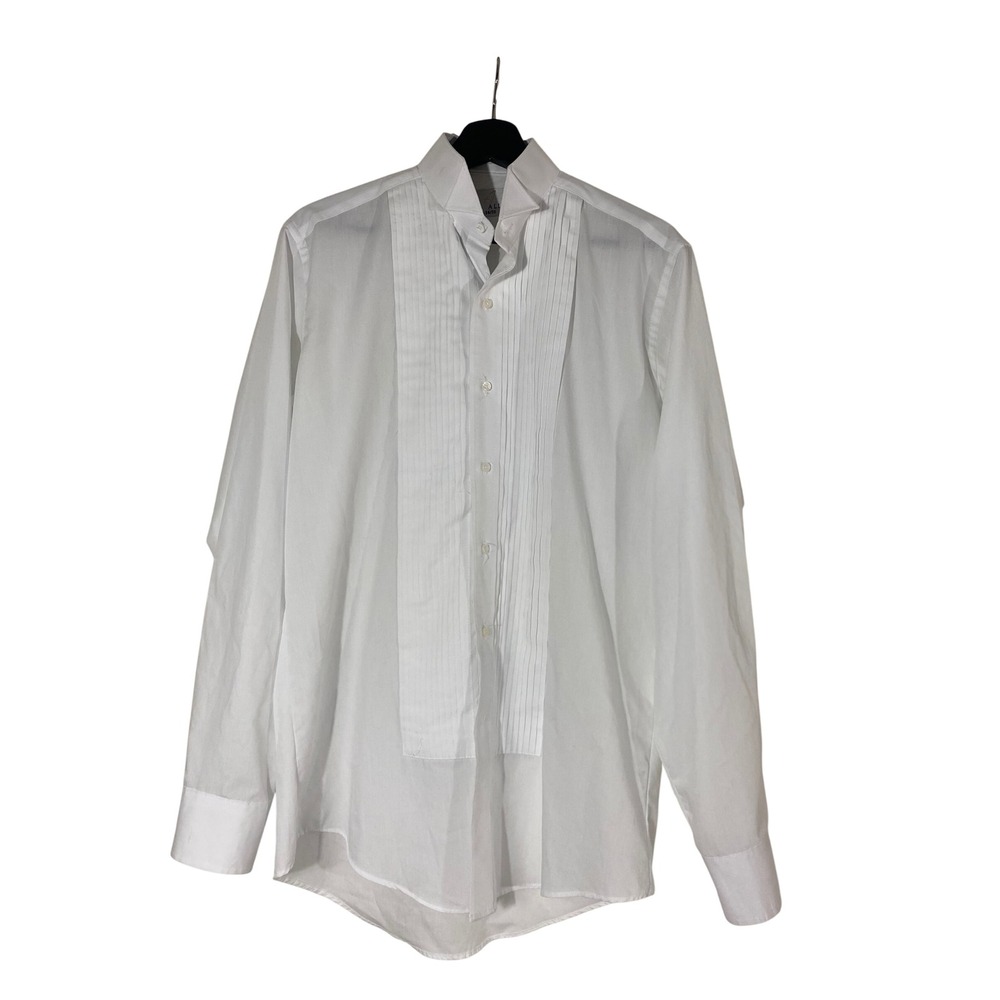 Neil Allyn Tuxedo Shirt Mens S 34/35 White Excellent Pleated Wing Collar Formal